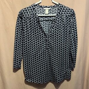 HM Women's Black and White Geometric Top